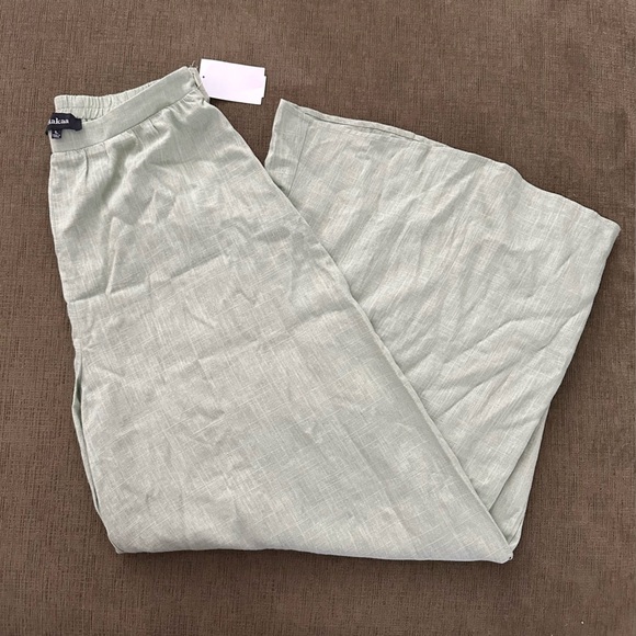 ♡ Aakaa Pistachio Green Linen Blend Pants ♡ - Picture 1 of 2